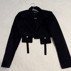 Cropped Black Utility Blazer by